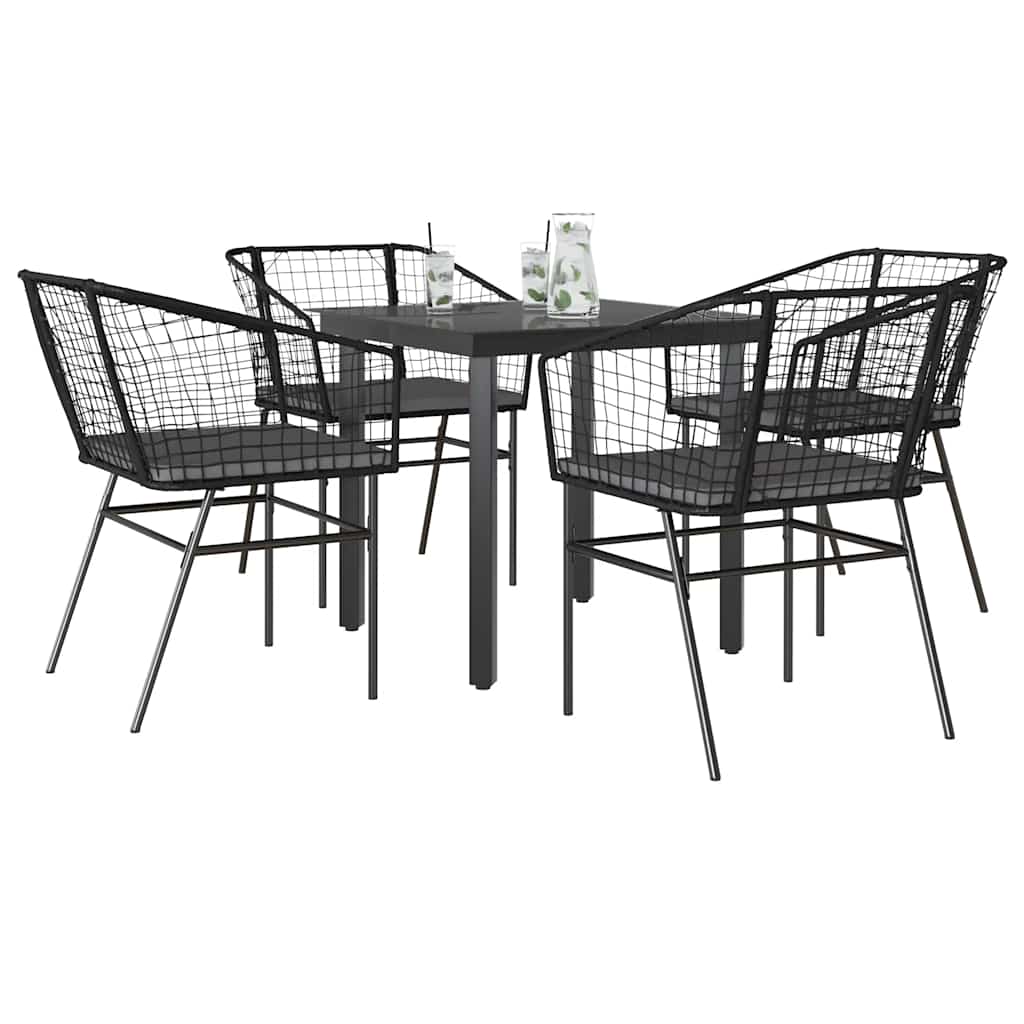 vidaXL 3-delige Tuinset poly rattan glas zwart
