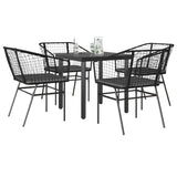 vidaXL 3-delige Tuinset poly rattan glas zwart