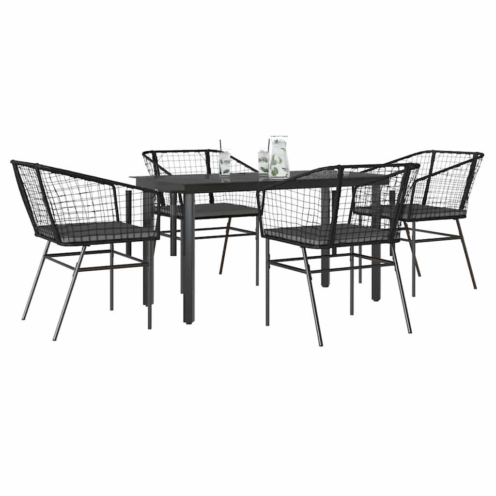 vidaXL 3-delige Tuinset poly rattan glas zwart