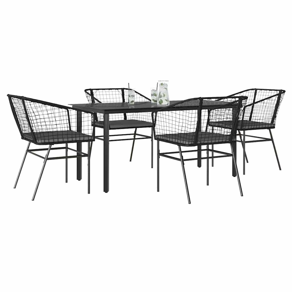 vidaXL 3-delige Tuinset poly rattan glas zwart