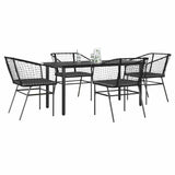 vidaXL 3-delige Tuinset poly rattan glas zwart
