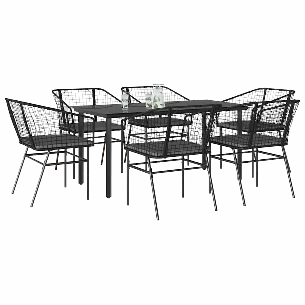 vidaXL 3-delige Tuinset poly rattan glas zwart