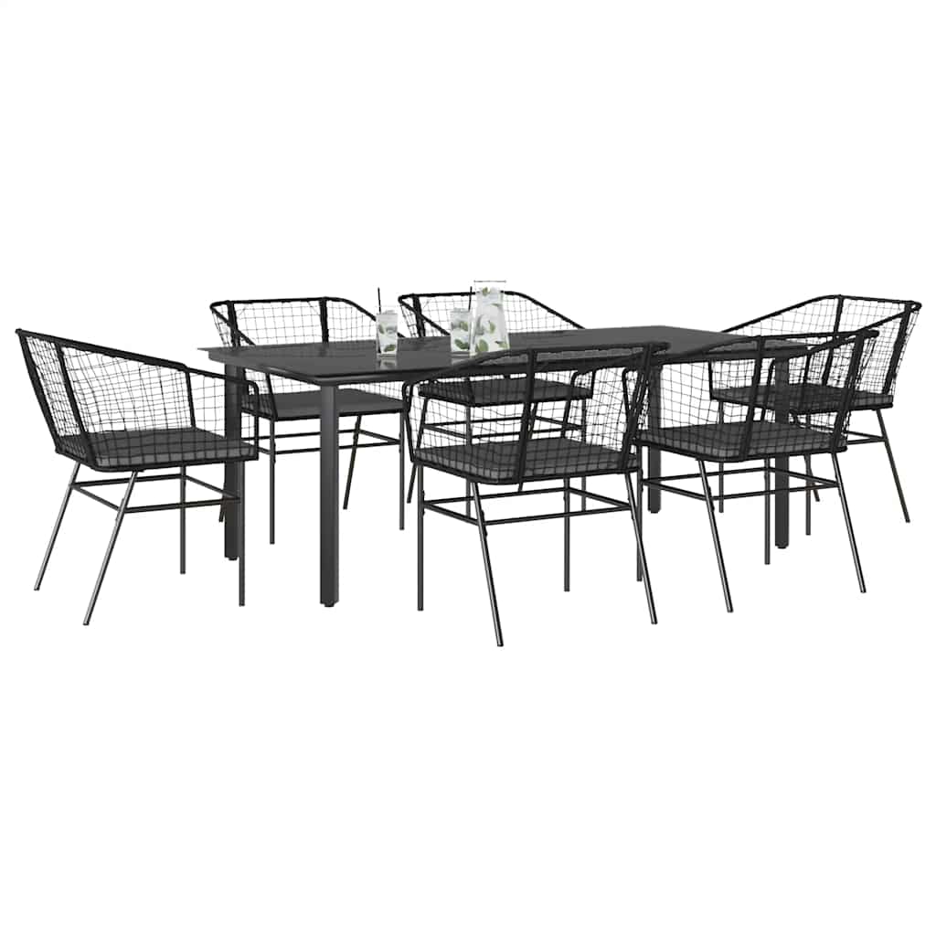 vidaXL 3-delige Tuinset poly rattan glas zwart