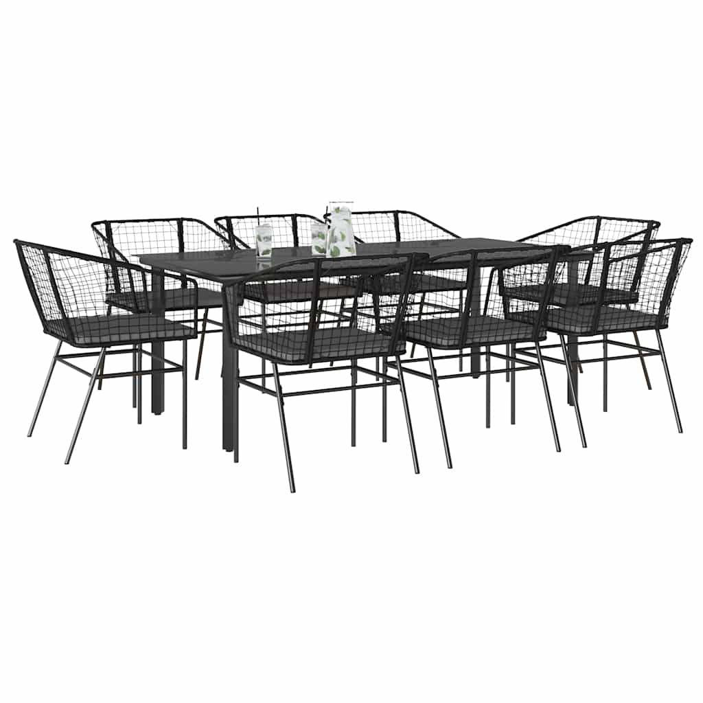 vidaXL 3-delige Tuinset poly rattan glas zwart