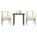 vidaXL 3-delige Tuinset poly rattan glas zwart