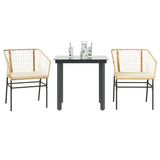vidaXL 3-delige Tuinset poly rattan glas zwart