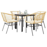 vidaXL 3-delige Tuinset poly rattan glas zwart