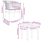 vidaXL 3-delige Tuinset poly rattan glas zwart