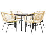 vidaXL 3-delige Tuinset poly rattan glas zwart