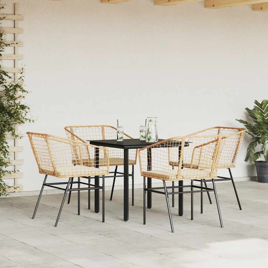 vidaXL 3-delige Tuinset poly rattan glas zwart