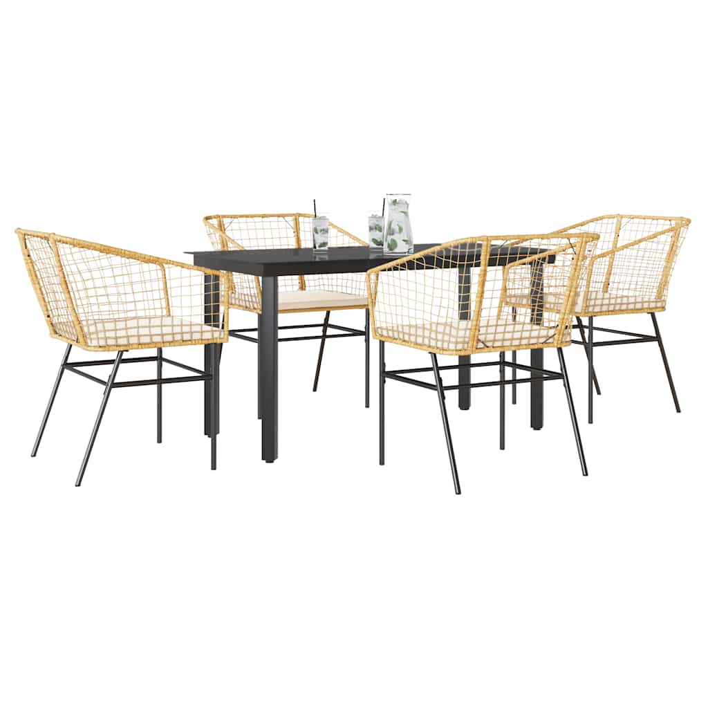 vidaXL 3-delige Tuinset poly rattan glas zwart