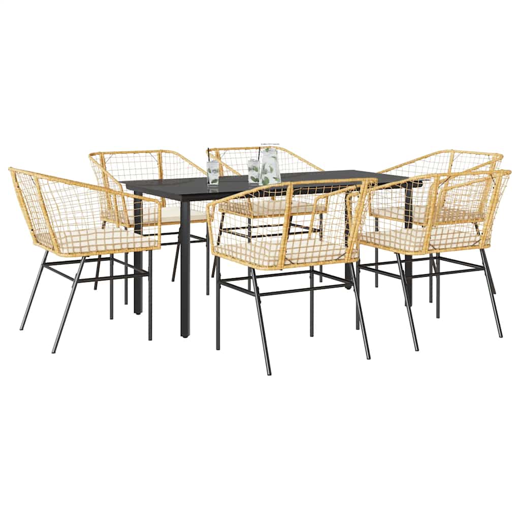 vidaXL 3-delige Tuinset poly rattan glas zwart