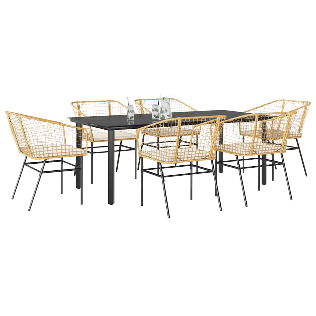 vidaXL 3-delige Tuinset poly rattan glas zwart