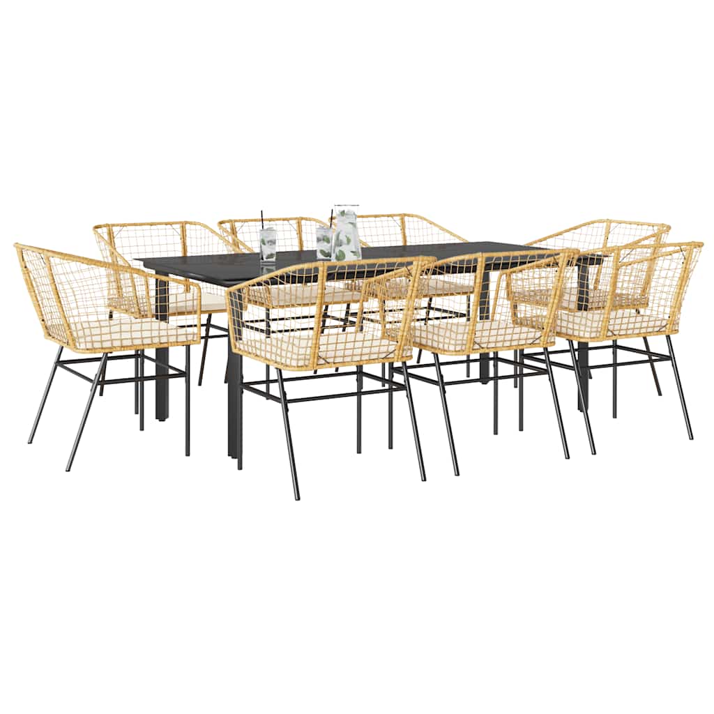 vidaXL 3-delige Tuinset poly rattan glas zwart