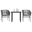 vidaXL 3-delige Tuinset met kussens poly rattan glas zwart