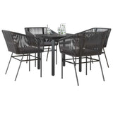 vidaXL 3-delige Tuinset met kussens poly rattan glas zwart