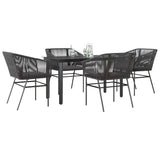 vidaXL 3-delige Tuinset met kussens poly rattan glas zwart