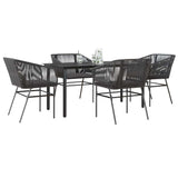 vidaXL 3-delige Tuinset met kussens poly rattan glas zwart