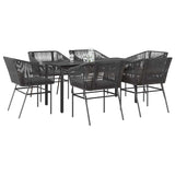 vidaXL 3-delige Tuinset met kussens poly rattan glas zwart