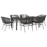 vidaXL 3-delige Tuinset met kussens poly rattan glas zwart