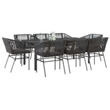 vidaXL 3-delige Tuinset met kussens poly rattan glas zwart