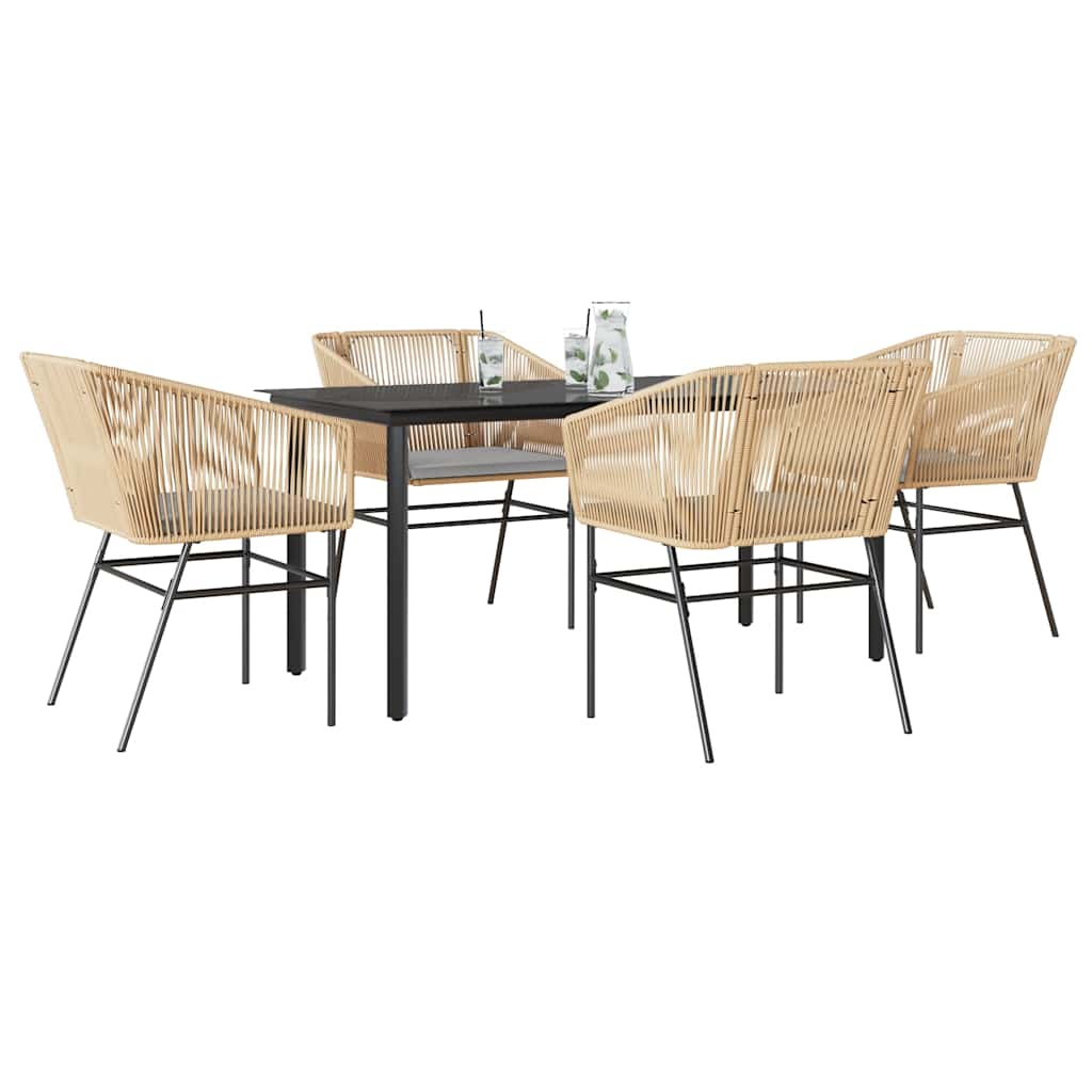 vidaXL 3-delige Tuinset met kussens poly rattan glas zwart
