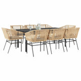 vidaXL 3-delige Tuinset met kussens poly rattan glas zwart