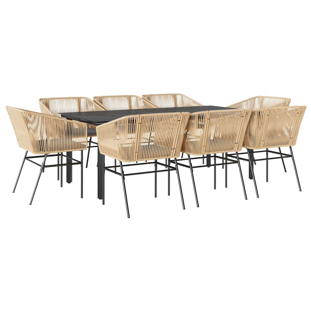 vidaXL 3-delige Tuinset met kussens poly rattan glas zwart