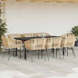 vidaXL 3-delige Tuinset met kussens poly rattan glas zwart