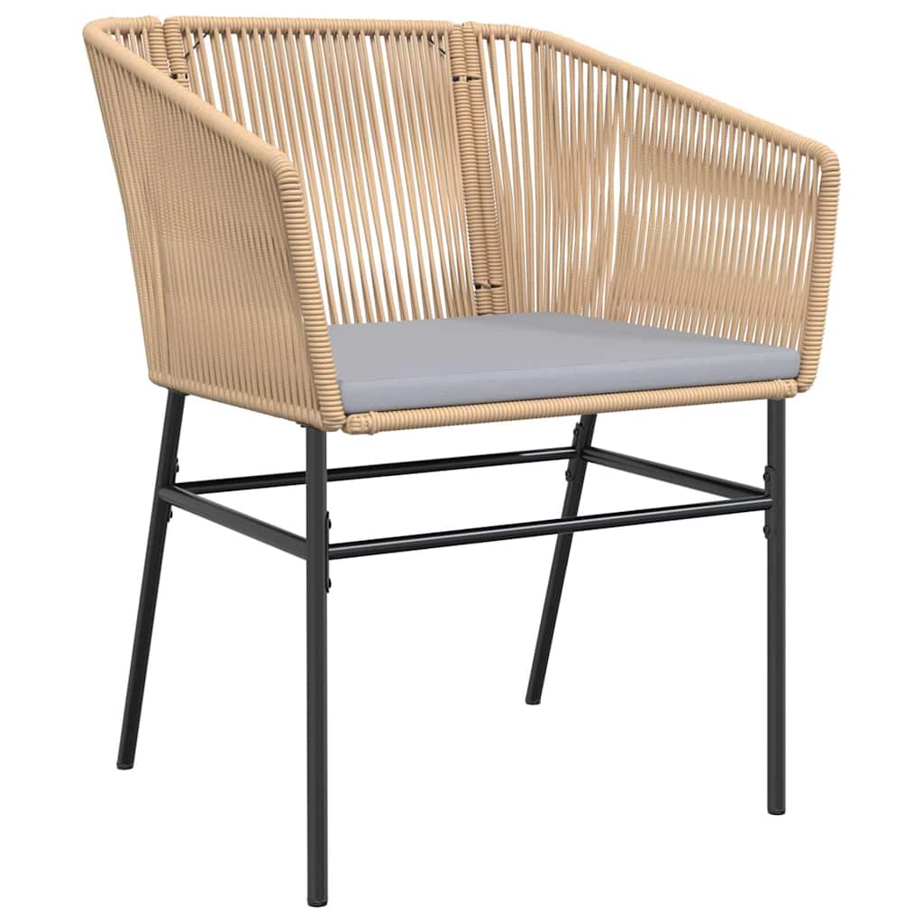 vidaXL 3-delige Tuinset met kussens poly rattan glas zwart