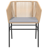 vidaXL 3-delige Tuinset met kussens poly rattan glas zwart