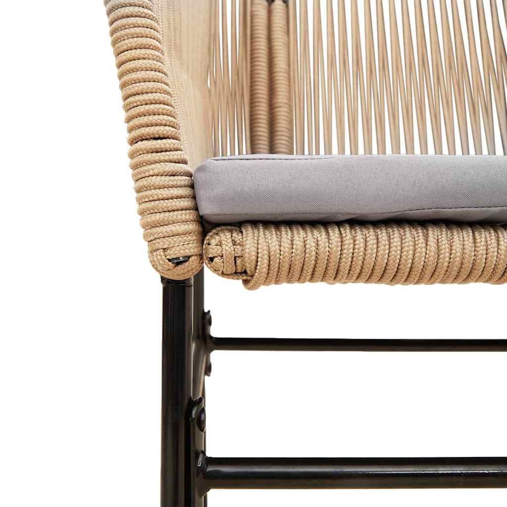 vidaXL 3-delige Tuinset met kussens poly rattan glas zwart