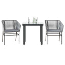 vidaXL 3-delige Tuinset met kussens poly rattan glas zwart