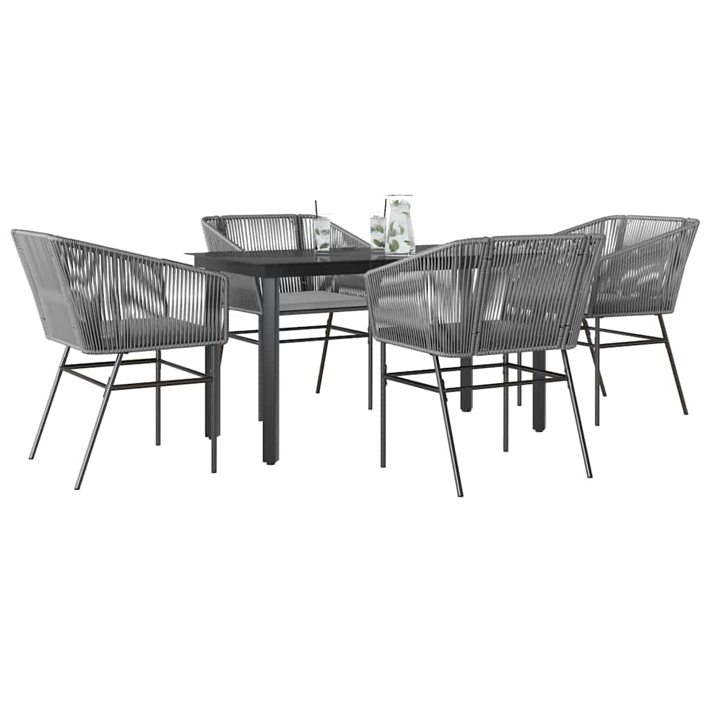 vidaXL 3-delige Tuinset met kussens poly rattan glas zwart