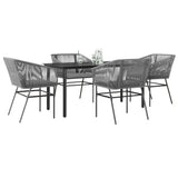 vidaXL 3-delige Tuinset met kussens poly rattan glas zwart