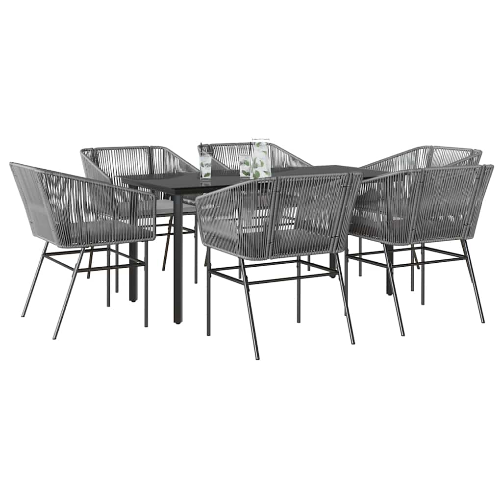 vidaXL 3-delige Tuinset met kussens poly rattan glas zwart