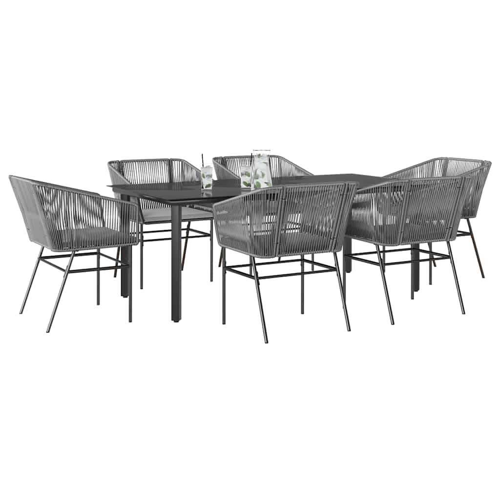 vidaXL 3-delige Tuinset met kussens poly rattan glas zwart