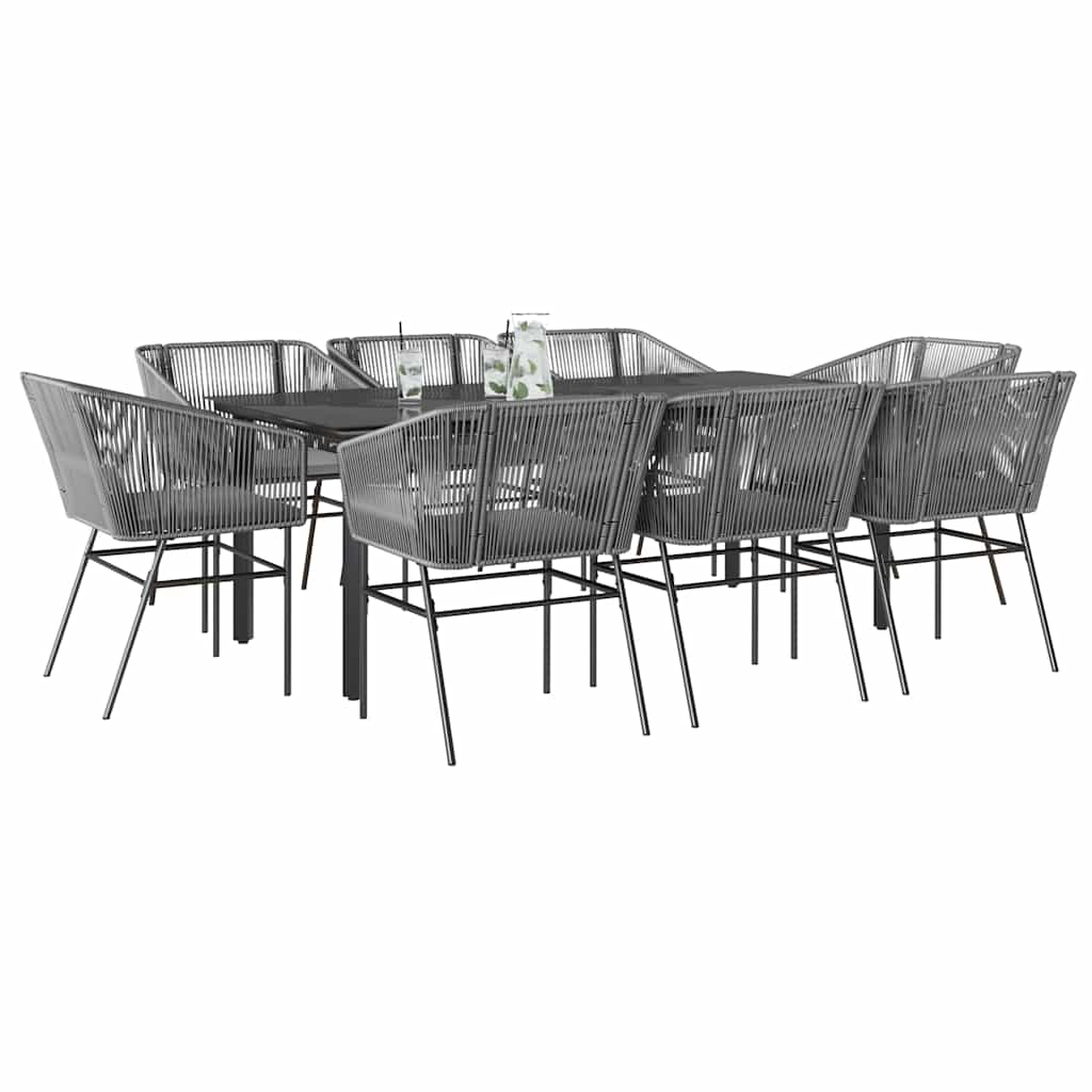 vidaXL 3-delige Tuinset met kussens poly rattan glas zwart