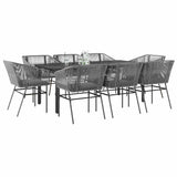 vidaXL 3-delige Tuinset met kussens poly rattan glas zwart