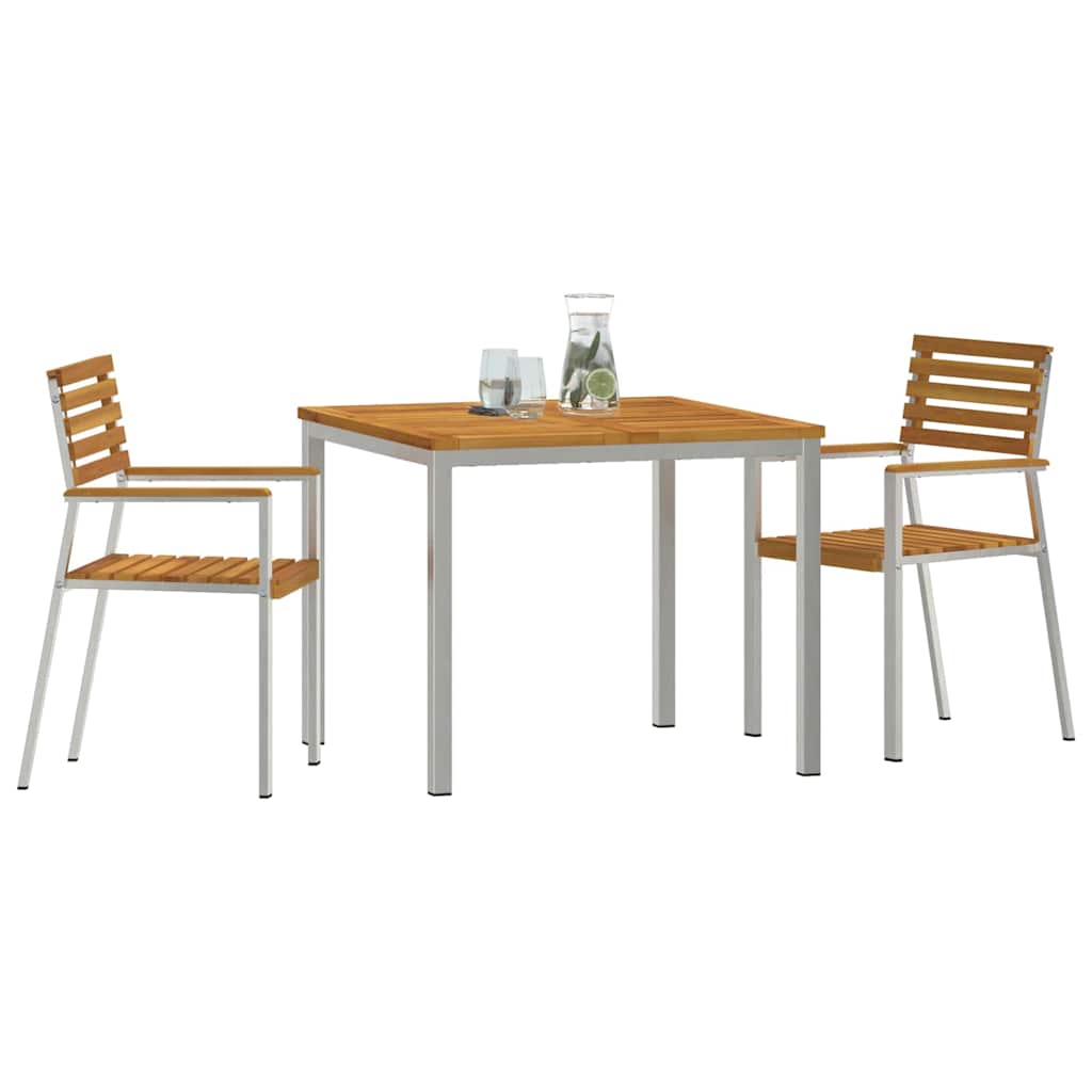vidaXL Tuin Eettafel Set 3 pcs Bruin Massief Acacia Hout