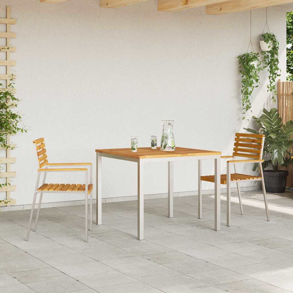 vidaXL Tuin Eettafel Set 3 pcs Bruin Massief Acacia Hout