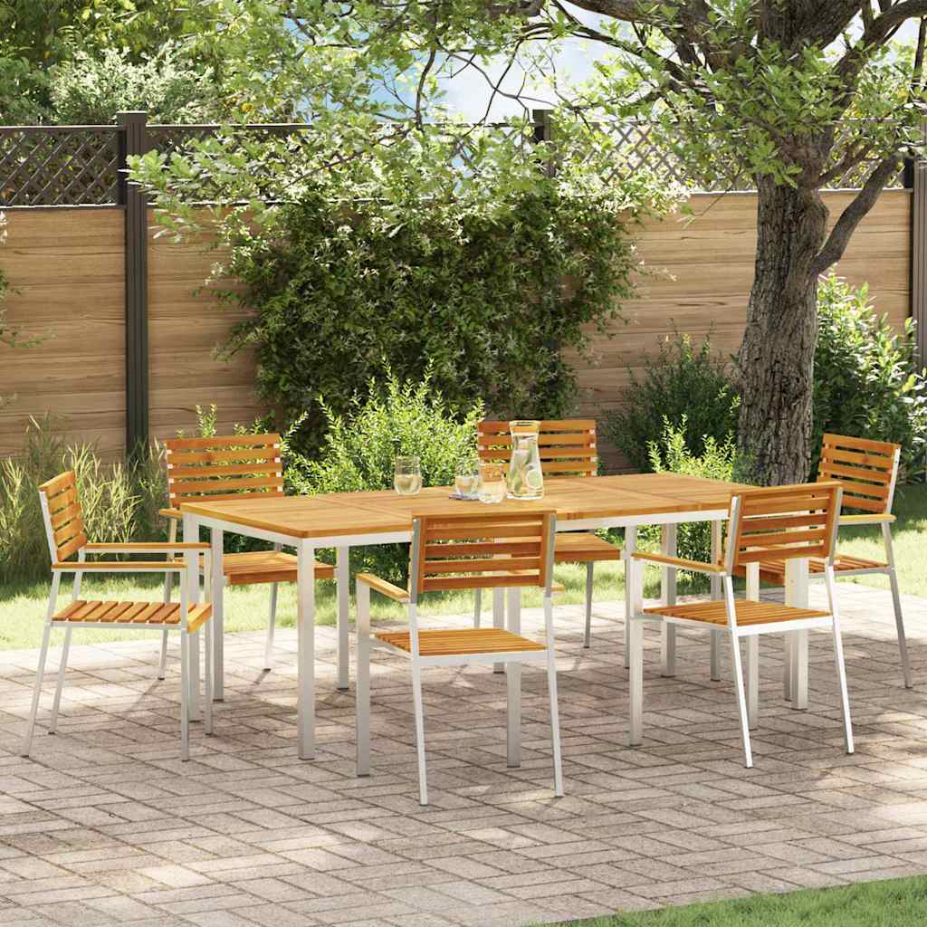 vidaXL Tuin Eettafel Set 3 pcs Bruin Massief Acacia Hout