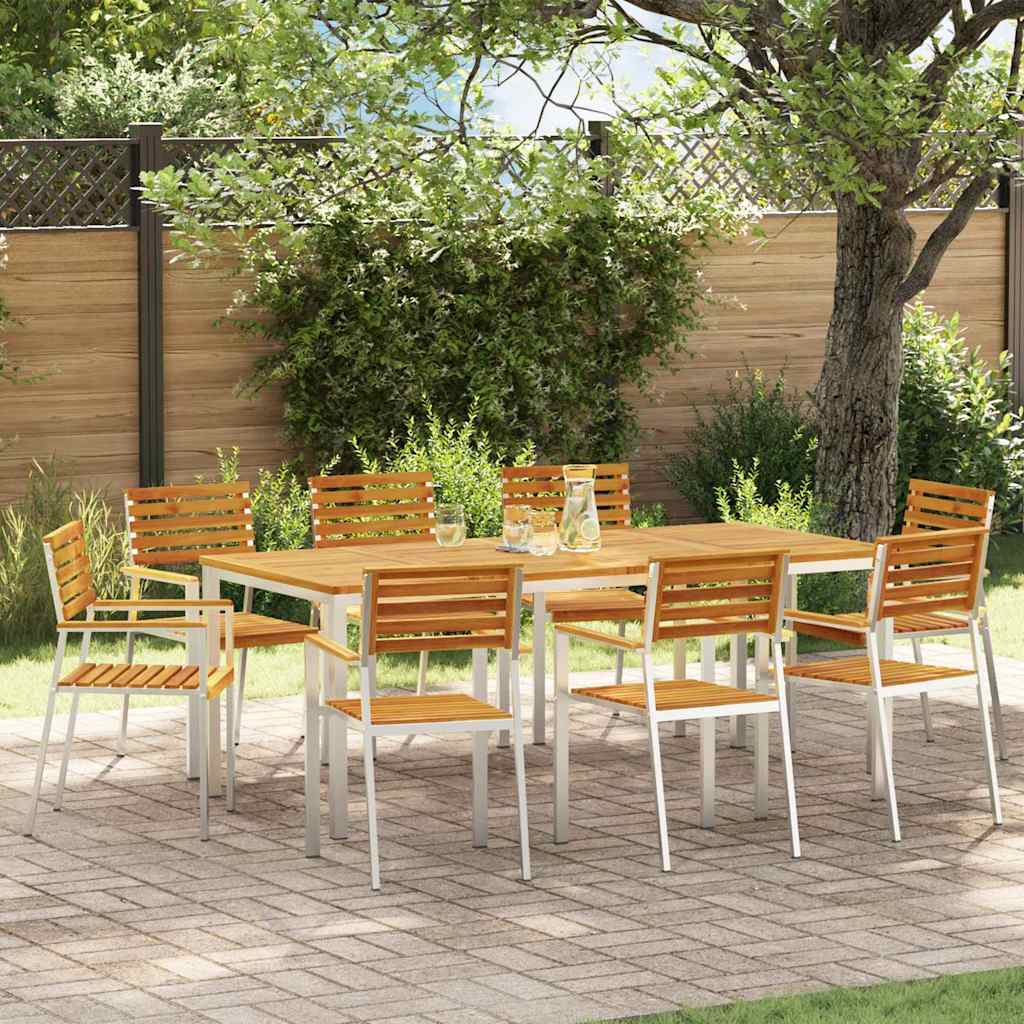 vidaXL Tuin Eettafel Set 3 pcs Bruin Massief Acacia Hout