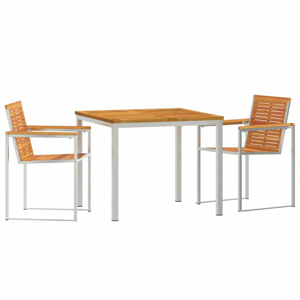vidaXL Tuin Eettafel Set 3 pcs Bruin Massief Acacia Hout