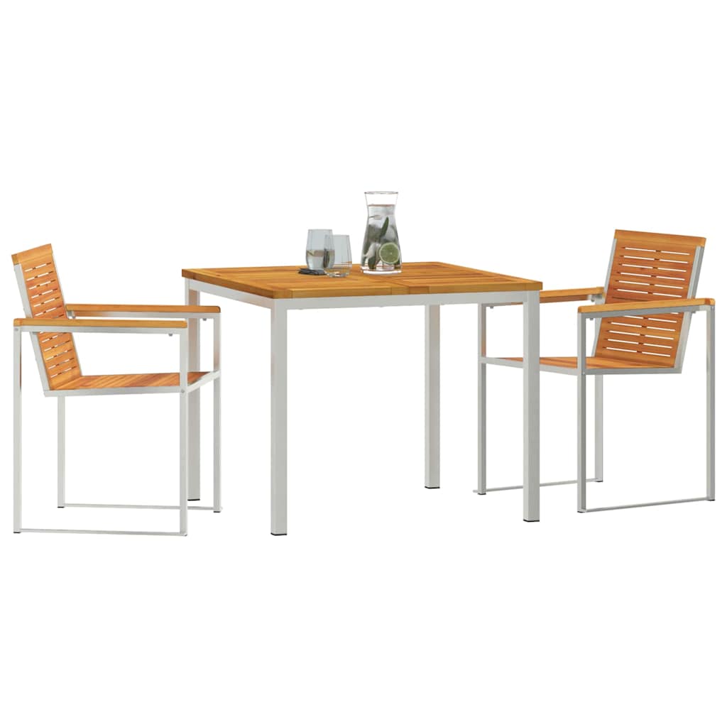 vidaXL Tuin Eettafel Set 3 pcs Bruin Massief Acacia Hout