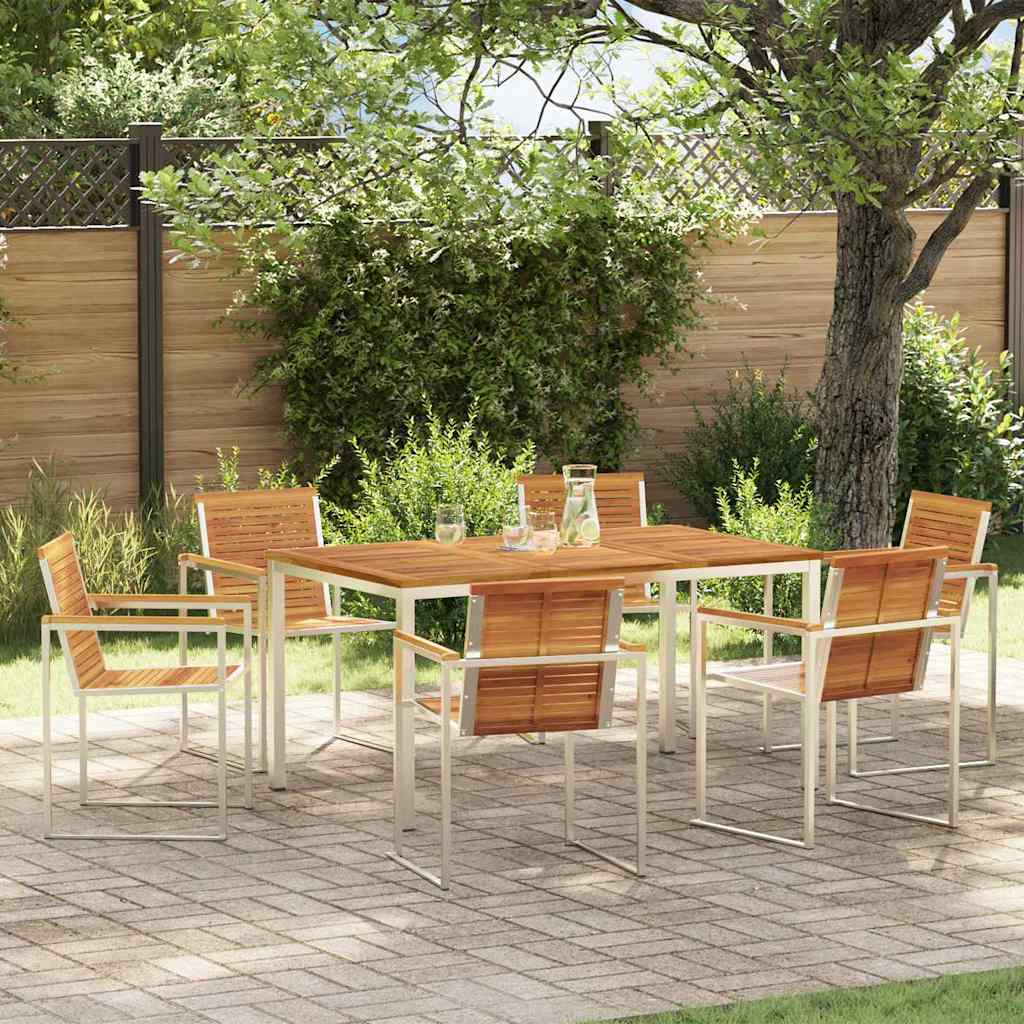 vidaXL Tuin Eettafel Set 3 pcs Bruin Massief Acacia Hout