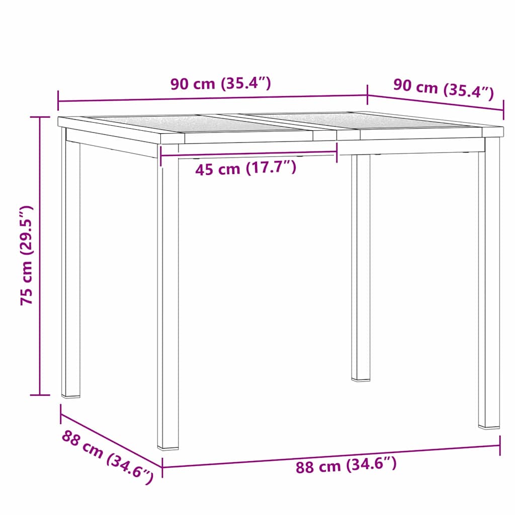 vidaXL Tuin Eettafel Set 3 pcs Bruin Massief Acacia Hout