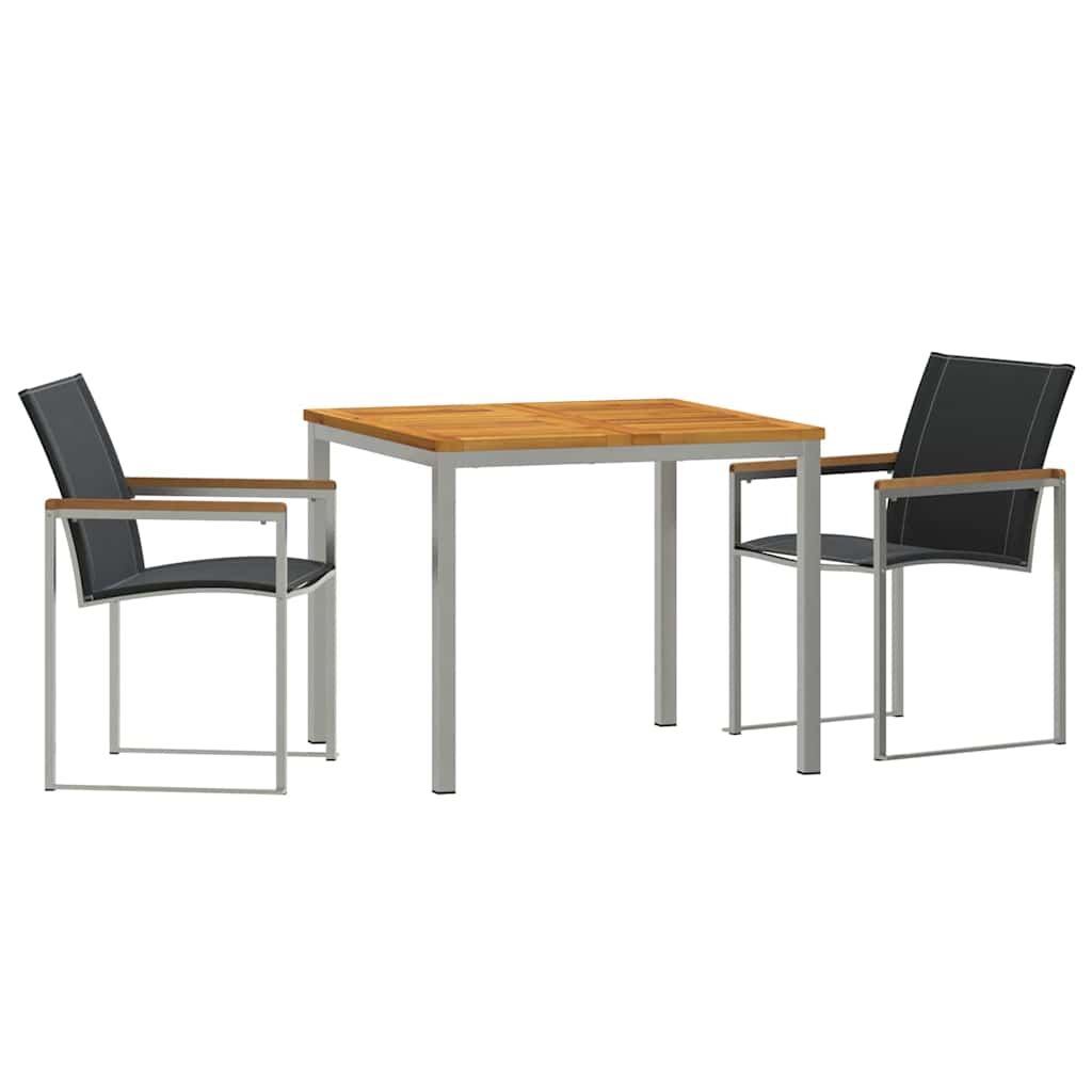 vidaXL Tuin Eettafel Set 3 pcs Bruin Massief Acacia Hout