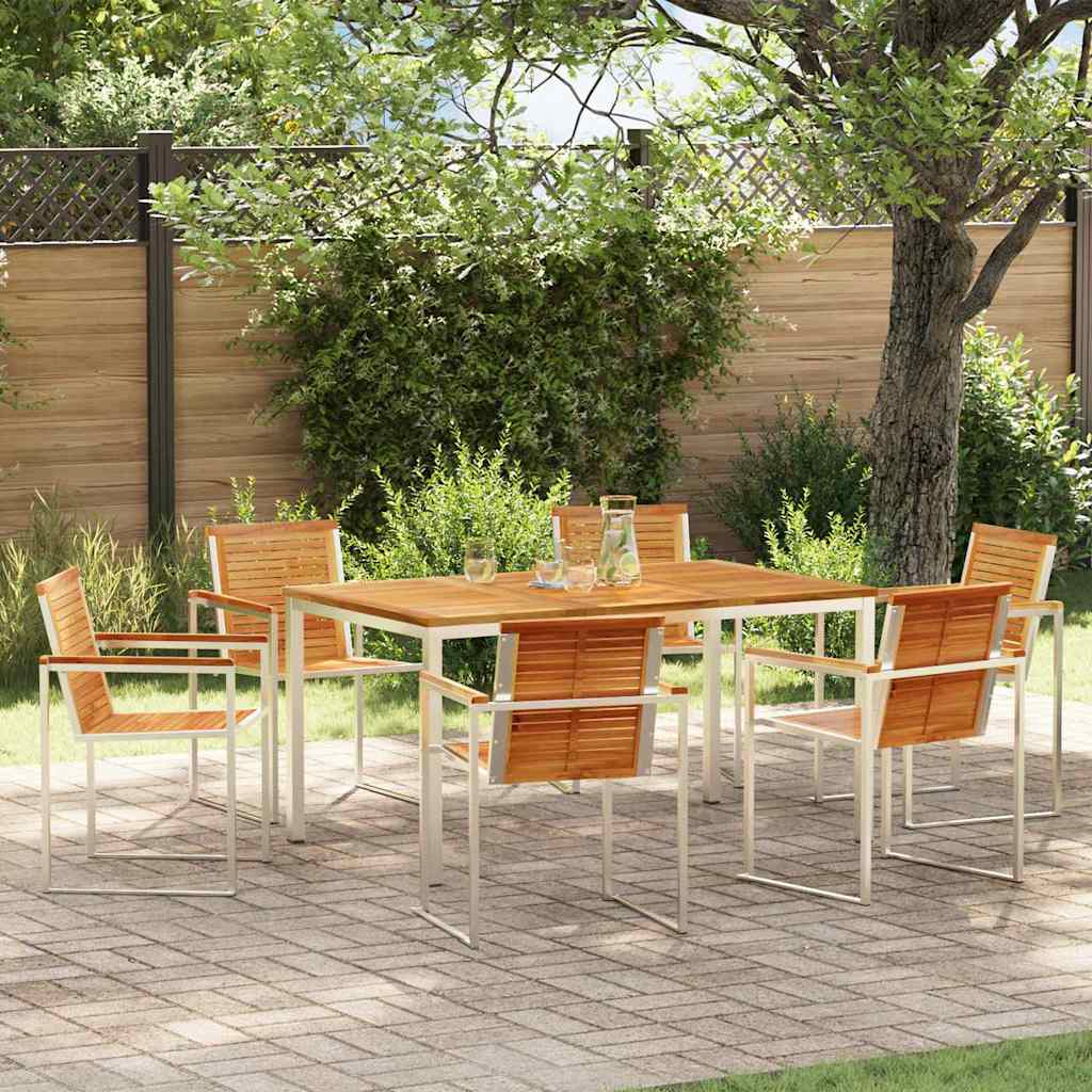 vidaXL Tuin Eettafel Set 3 pcs Bruin Massief Acacia Hout