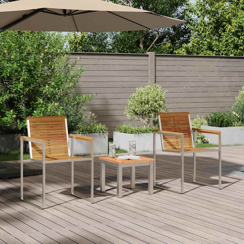 vidaXL Ligstoel 3 pcs Bruin Massief Acacia Hout